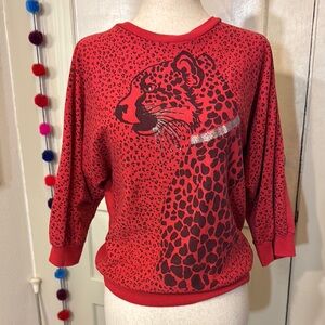 Red Leopard Print Women's Sweater